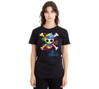 One Piece Jolly Roger Graffiti Ladies T Shirt, Black, Nero, M Donna