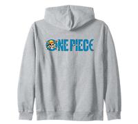 One Piece Luffy Jolly Roger Blue Logo Felpa con Cappuccio