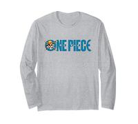 One Piece Luffy Jolly Roger Blue Logo Maglia a Manica