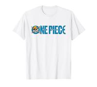 One Piece Luffy Jolly Roger Blue Logo Maglietta