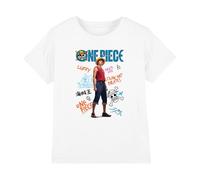 One Piece Luffy Pirate Life T-Shirt Bambini, Bianco, 5-6 A