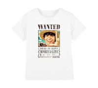 mandarin creative ltd One Piece Luffy Wanted Poster Kids T Shirt, Bianco, 7-8 Anni Bambini e Ragazzi