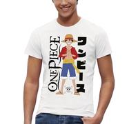 One Piece Maglietta Luffy con Il Suo Cappello di Paglia - Prodotto con Licenza Ufficiale T-Shirt per Bambini (IT, età, 12 Anni, Regular, Bianco)