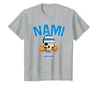 One Piece Nami Cappello di Paglia Pirati Navigator Skull Logo Anime Maglietta, Bambini, Grigio Melange, 2 Anni