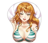 One Piece Nami, tappetino per mouse 3D a forma di cartone animato, ergonomico, in morbido gel di silicone, tappetino per mouse da gioco con panno in lycra antiscivolo in PU base