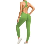 One Piece Palestra Bodysuit Set da Yoga Abbigliamento Intero for Donna Gilet Senza Maniche Tuta Corta for Esercizi Sport Palestra Allenamento Fitness Pantaloni Scrunch sulla Schiena(Color-G,M)