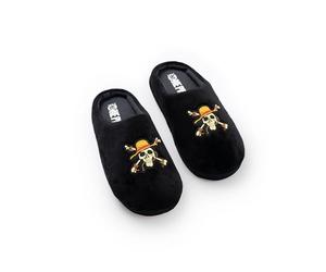 One Piece Pantofole da casa con logo nero per ragazzi | Calzature da interno con cartoni animati per bambini | Comode pantofole da casa | Perfette per rilassarsi | Merchandising