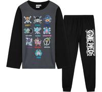 One Piece Pigiama Bambino Set, Lungo Pigiami Bambini T-Shirt e Pantaloni, Abbigliamento da Casa Set, Regalo Ragazzo (9-10 Anni, Nero)