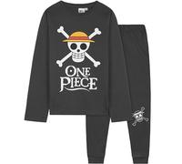 One Piece Pigiama Bambino Set, Lungo Pigiami Bambini T-Shirt e Pantaloni, Abbigliamento da Casa Set, Regalo Ragazzo (13-14 Anni, Grigio)