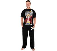 One Piece Pigiama Uomo e Ragazzo Set 2 Pezzi, Maglietta Maniche Corte e Pantaloni Cotone, Abbigliamento da Casa, Regalo Anime (M, Nero)