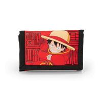 ONE PIECE - Portafoglio Ufficiale One Piece con Pratica Chiusura in Velcro, Tasca Esterna e Scomparti Interni, Idea Regalo Bambini e Ragazzi, 13 x 8,5/24 cm