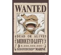 One piece Poster King Misura 61x91.5 CM 61x91.4cm Marrone Wanted Luffy Cameretta