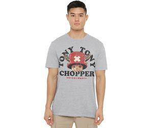 One Piece Season Two Chopper Face (Front Print) T Shirt, Heather Grey Unisex-Adulto