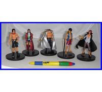 ONE PIECE Set 5 FIGURE Collezione 10cm BASE NERA Shanks Ace Edward LUFFY Nuove