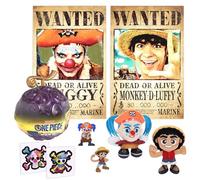 One Piece Set One Piece Gum Gum Fruit 8 Pezzi Mini Figurine Adesivi e Peluche