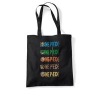 One Piece Stacked Logos Borsa Tote Riutilizzabile per Spesa e Viaggi, Bianco