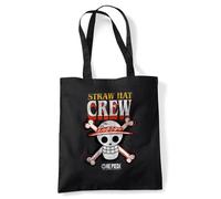 One Piece Straw Hat Crew Logo Borsa Tote Riutilizzabile per Spesa e Viaggi, Bianco