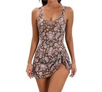 One Piece Swimsuit Women Tummy Control - Sexy Swim Dress for Skirt Bathing Suit, with Built in Bra (#18,4)
