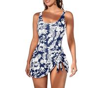 One Piece Swimsuit Women Tummy Control - Sexy Swim Dress for Skirt Bathing Suit, with Built in Bra (#5,12)