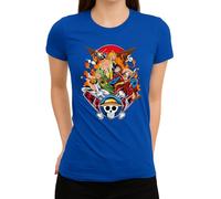 One Piece Wanted Ruffy - Maglietta da donna "Monkey D. Luffy Gear 5 Style XVIII, Blu, S