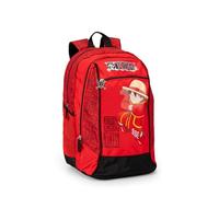 ONE PIECE - Zaino Scuola Ufficiale One Piece, con 2 Ampi Scomparti, Tasca Frontale, 2 Tasche Laterali in Rete, Spallacci Imbottiti, Retro e Fondo Termoformati, Chiusure a Zip, 32x43Hx23cm