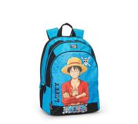 ONE PIECE - Zaino Scuola Ufficiale One Piece, con 2 Ampi Spazi Centrali, Capiente Tasca Frontale, Spallacci Regolabili e Imbottiti, Retro e Fondo Termoformati, 32x43Hx23cm