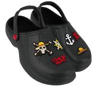 One Piece Zoccoli Uomo, Foderato in Sherpa Ciabatte Casa, Caldo Pantofole Invernali con Cinghia, Anime Regalo Uomo Adolescenti (41 EU, Nero)
