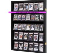 ONE SHOP Porta Carte Collezionabili, 5 Ripiani Legno Espositore per Carte da Parete, Contenitore per Carte da Baseball Sportive Vlassificate Collezionabili, per Collezione di Sportive Carte (Nero)