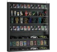 ONE SHOP Quadro Vetrina Espositiva da Parete 6 Ripiani Estraibili Vetrinetta in Legno per Collezionismo Bacheca a Muro per Auto Carte Pupazzetti e Oggetti da Collezione 35x40x6 cm