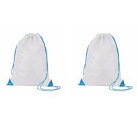 ONE SHOP Sacca Zainetto Sportiva Gym Sack Sport Ginnastica Nuoto Borsa Coulisse Palestra Impermeabile Viaggio Scarpe Scuola Asilo Bambini Adulti Unisex (2 Pezzi) (Bianco - Azzurro)