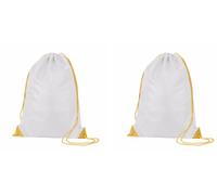 ONE SHOP Sacca Zainetto Sportiva Gym Sack Sport Ginnastica Nuoto Borsa Coulisse Palestra Impermeabile Viaggio Scarpe Scuola Asilo Bambini Adulti Unisex (2 Pezzi) (Bianco - Giallo)