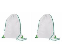 ONE SHOP Sacca Zainetto Sportiva Gym Sack Sport Ginnastica Nuoto Borsa Coulisse Palestra Impermeabile Viaggio Scarpe Scuola Asilo Bambini Adulti Unisex (2 Pezzi) (Bianco - Verde)