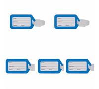 ONE SHOP_SET 5 Etichetta Valigia con Targhetta Interna di Riconoscimento Porta Nome Bagaglio con Fascetta in Plastica Regolabile Accessorio da Viaggio Resistente Trolley e Zaini (BLU)