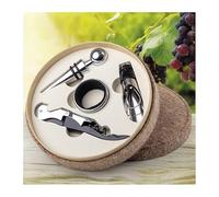 ONE SHOP Set Accessori Vino in Sughero 4 Pezzi Cavatappi Multifunzione Tappo Ermetico Versatore e Salva Goccia Kit Sommelier Elegante per Bottiglie di Vino Idea Regalo Enoteca 15x4 cm, 0,75