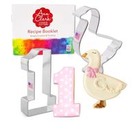 One Silly Goose - Set di 2 formine per biscotti, prodotte negli Stati Uniti | Include: grande numero 1 e un'oca, dimensioni perfette dalla più grande formina americana, acciaio americano per uso