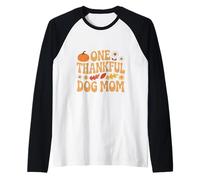 One Thankful Dog Mom Ringraziamento Maglia con Maniche Raglan