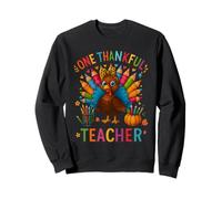 One Thankful Teacher Thanksgiving Cute Color Pencils Turkey Felpa