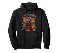 One Thankful Teacher Thanksgiving Cute Color Pencils Turkey Felpa con Cappuccio