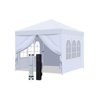 One-Touch Pop Up Gazebo 3x3 Pieghevole Impermeabile, con 4 Pareti, Tessuto Oxford 210D, Protezione UV 50+, Portatile Gazebo Esterno Resistente per Esterno, Matrimonio, Festa (Bianco, 1PCS)