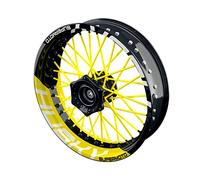 One-Wheel, Husky Supermoto, adesivo per cerchioni di alta qualità, adatto per tutti gli Husqvarna Supermoto, ad esempio 701, motivo: mezzo V2, per moto, cerchioni, colore giallo