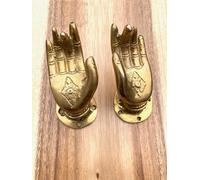 One World is Enough Coppia di ganci vintage in ottone a forma di Buddha per maniglia della porta, insolito Varada Mudra, realizzati in Nepal dalla nostra collezione privata