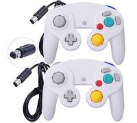 ONE250 Confezione da 2 controller classici per joypad con cavo, compatibile con Wii NGC Gamecube Game Cube (bianco e bianco)