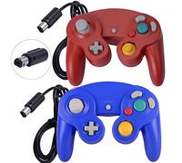 ONE250 Confezione da 2 controller classici per joypad con cavo, compatibile con Wii NGC Gamecube Game Cube (rosso e blu)