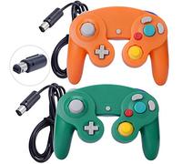 ONE250 Confezione da 2 controller classici per joypad con cavo, compatibile con Wii NGC Gamecube Game Cube (arancione e verde)