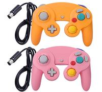 ONE250 Confezione da 2 controller classici per joypad con cavo, compatibile con Wii NGC Gamecube Game Cube (rosa e giallo)