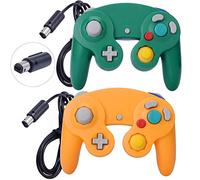 ONE250 Confezione da 2 controller classici per joypad con cavo, compatibile con Wii NGC Gamecube Game Cube (verde e giallo)