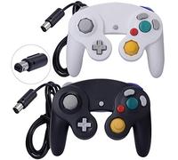 ONE250 Confezione da 2 controller classici per joypad con cavo, compatibile con Wii NGC Gamecube Game Cube (nero e bianco)