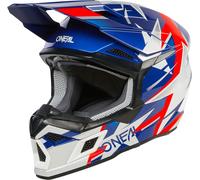 Oneal 3SRS Ride Casco Motocross, bianco-rosso-blu, taglia XL per maschi