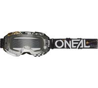 Oneal B-10 Attack Clear Occhiali da motocross, Bianco/nero, Taglia unica