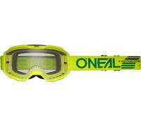 Oneal B-10 Solid Clear Occhiali da motocross, Giallo neon, Taglia unica